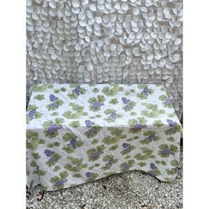 Vintage Wedgwood 2001 Tablecloth White Purple GRAPES GRAPE LEAVES 60 X 96”